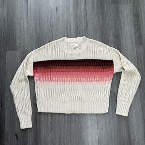 Aeropostale Pink and Cream Striped Knitted Sweater